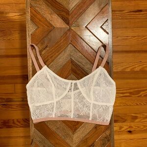 Intimately Free People Lace Bralette, Size: Medium, Color: White, New W/ Tag!!